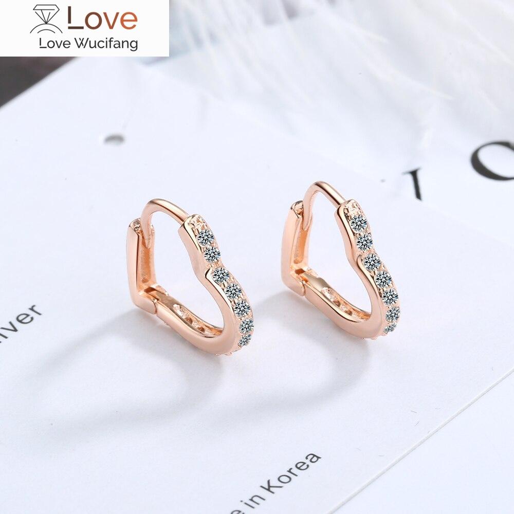 925 стерлингового серебра милые серьги-кольца в форме сердца любовь сверкающие серьги из циркония для женщин маленькие серьги подарки на вечеринку S -E1069