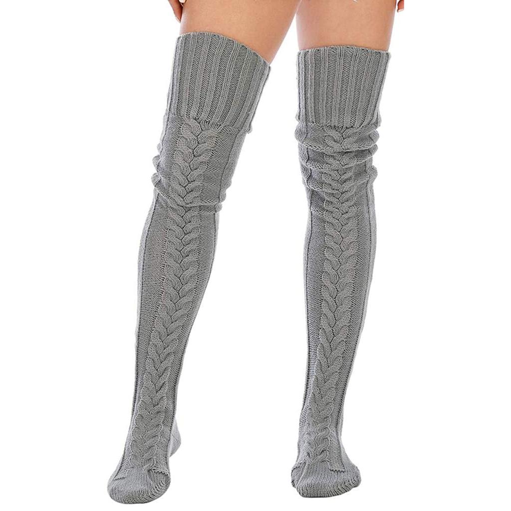 Women's Thigh High Socks Over the Knee Cable Knit Boot Socks, Long Warm Fashion Leg Warmers Winter