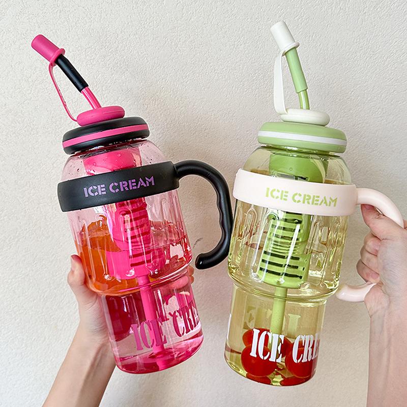 2024 Красивая летняя пластиковая чашка для молочного чая, чашка Lucky Belly, милая соломенная бутылка для воды с ручкой