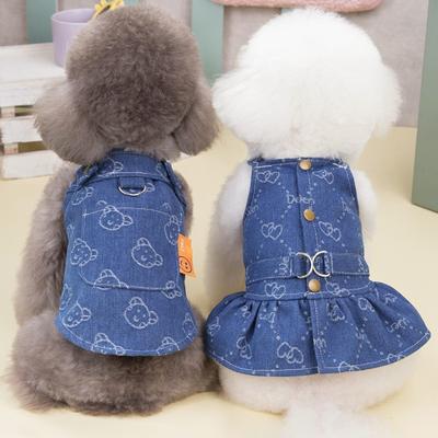 Костюм Love Jeans Pet Denim Dress для собак, жилет для маленьких собак, роскошная юбка на подтяжках для собак, милый принт, одежда для щенков