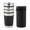 4pcs 170ml Stainless Steel Mini Portable Coffee Wine Cup with Leather Cover