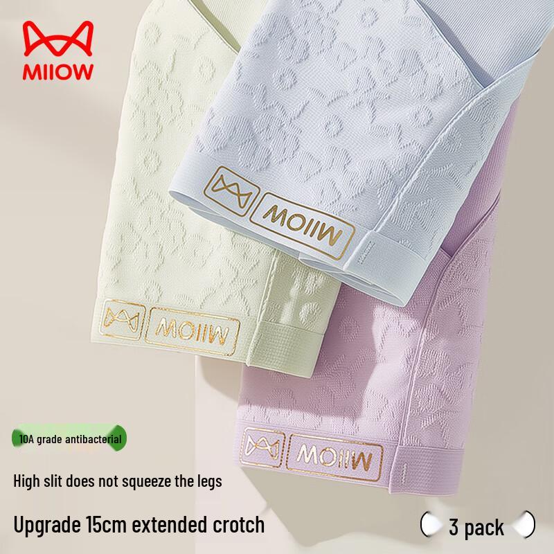 Mao Ren Women's High-Cut Breathable Antibacterial Cotton Briefs 3-Pack
