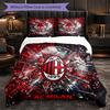 AC Milan Pattern 3 Pieces Bedding Set Soft Microfiber Duvet Cover with Pillow Cases for Bedroom
