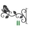 Black Hanging Flower Basket Brackets Iron Butterfly Bird Pattern Wall Mounted Plant Hanger Indoor Outdoor Garden Backyard