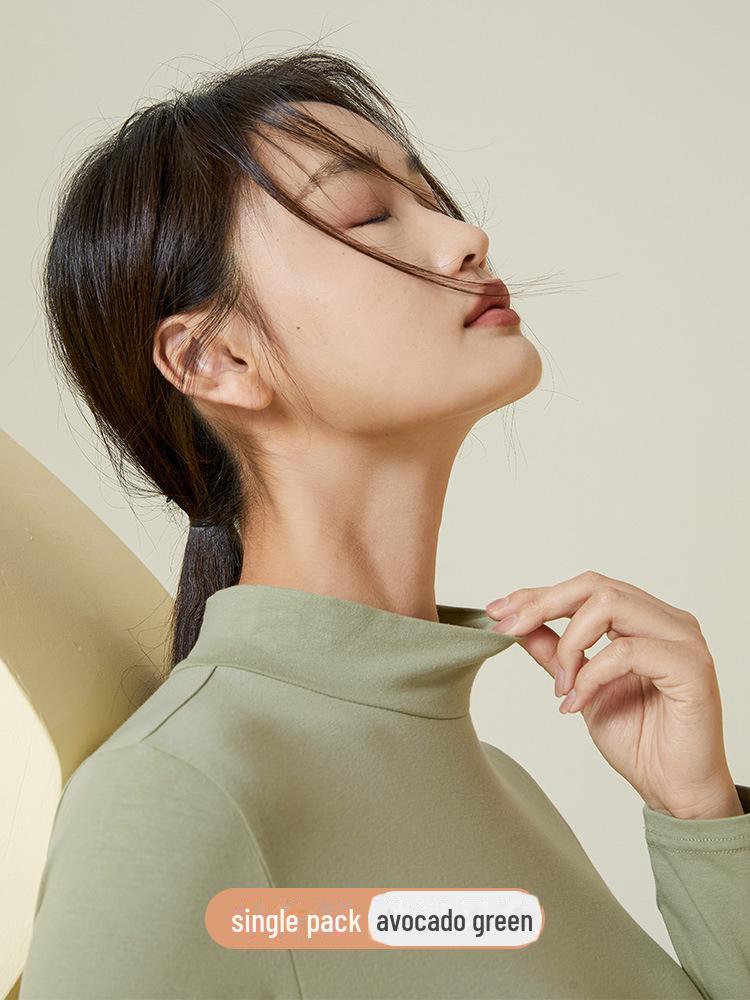 Женская рубашка-полуводолазка из чистого хлопка Slim Fit - теплая майка со средней горловиной на весну/осень