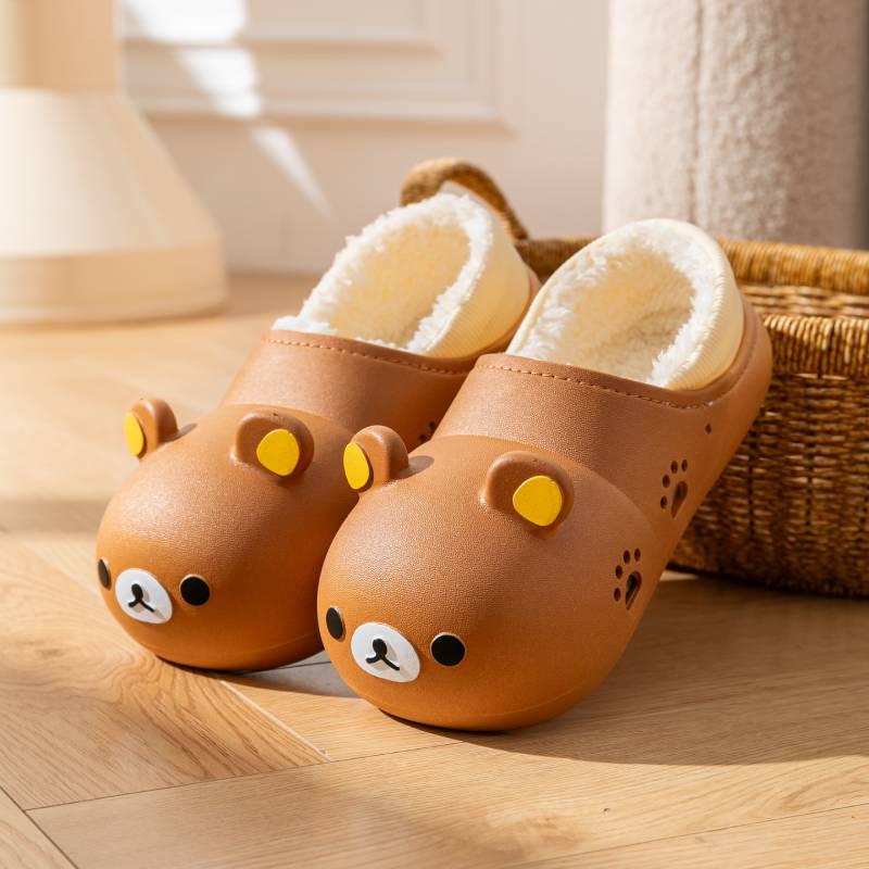 2025 Rilakkuma Cotton Slippers: Warm Winter Closed-Toe Little Bear Design for Girls
