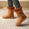 Foreign Trade Bow Large Size Winter New Velvet Thickened Snow Boots Women Large Size Warm Medium Boots Women