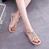 Fairy wind soft-soled sandals female summer flats 2025 new non-slip versatile rhinestone bohemian