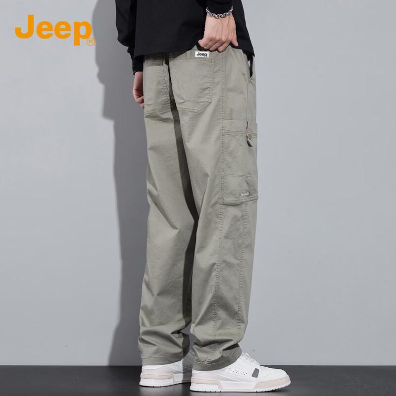 Jeep Мужские свободные прямые брюки-карго из смесовой хлопковой ткани