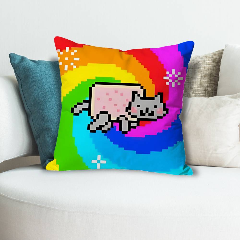Cute NNyan Cat Anime Celebrity Merchandise AllMatch Printed Pillow Case Sofa Car Office Room Decoration Protector