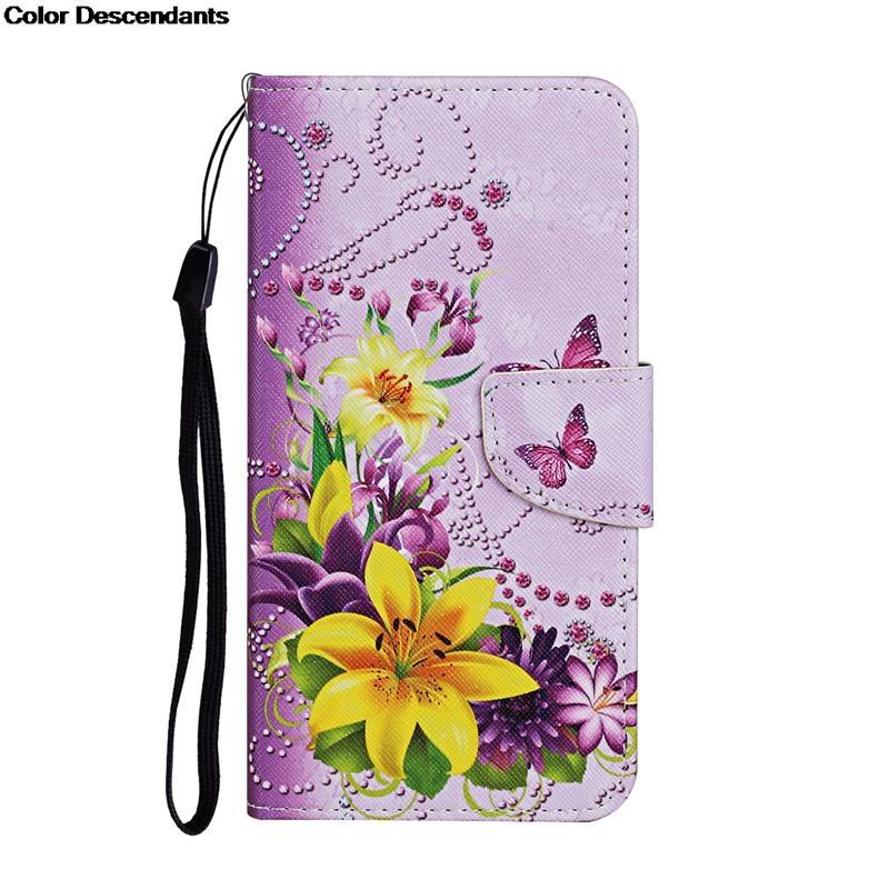 Painted Leather Case for Redmi Note 8 9 10 11 Pro 9S 9C 9A 9T Flip Wallet Card Slot Holder Phone Book Cover Flower Cat