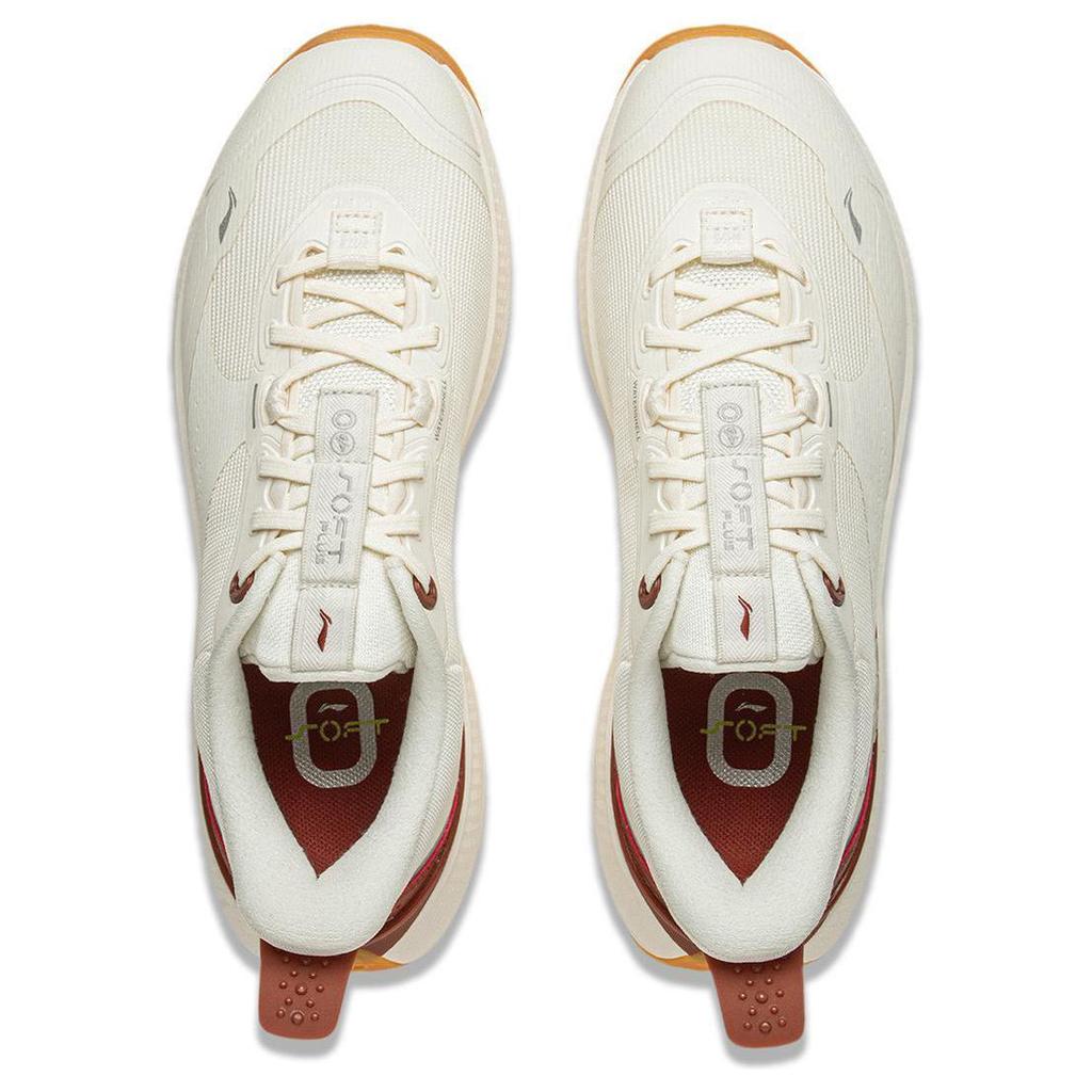 Li Ning SOFT PLUS Амортизация Нескользящие Износостойкие Легкие Низкие Повседневные Кроссовки Мужские Бежевый Белый Красный AGLV003-1