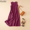 Cotton Dress Women Summer V-neck Sleeveless Tank Dress
