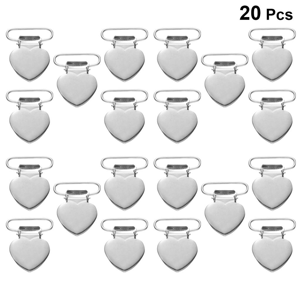 20pcs Heart Shape Duck Mouth Clips Metal Suspender Clips Pacifier Clips Sewing Clothing Accessories Garment Rivets Crafts