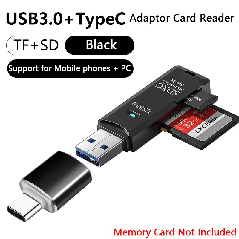 Высокоскоростной USB 3.0 2-в-1 картридер для SD и TF карт, поддерживает до 512 ГБ