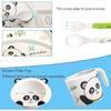 5-Piece Bamboo Panda Baby Feeding Set, Natural Eco-Friendly Reusable Plate Bowl Spoon Fork, Cute Toddler Kitchen Accessories