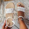 Fashion Women Sandals Flower Decoration Flat Sandals for Summer Lightweight Comfort Beach Shoe Woman Fashion Floral Dress Sandalias
