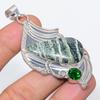 Подвеска из натурального полосатого зеленого опала и диопсида из стерлингового серебра 925 пробы 2,84 дюйма R2D21