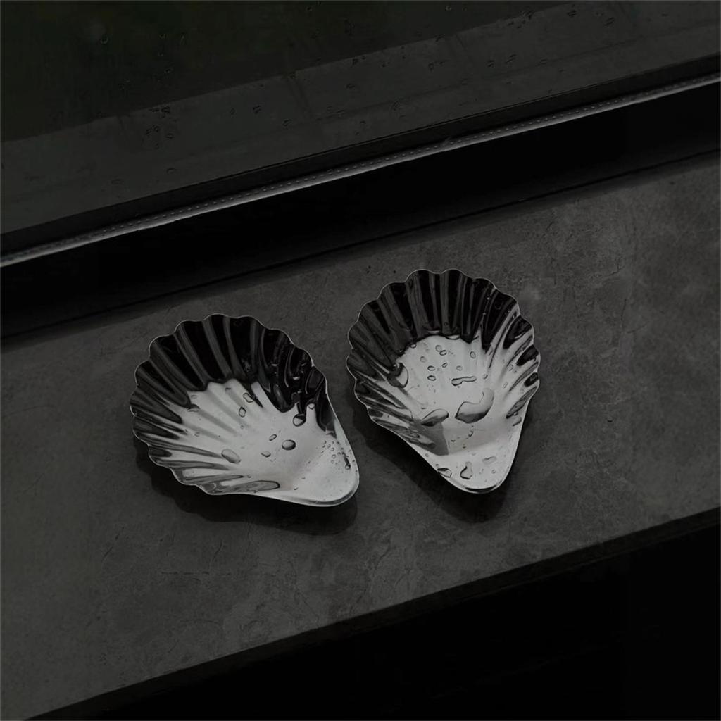 Поднос для закусок в форме ракушки из нержавеющей стали, тарелка для украшений для элегантной сервировки и компактного хранения, кухонная столовая посуда