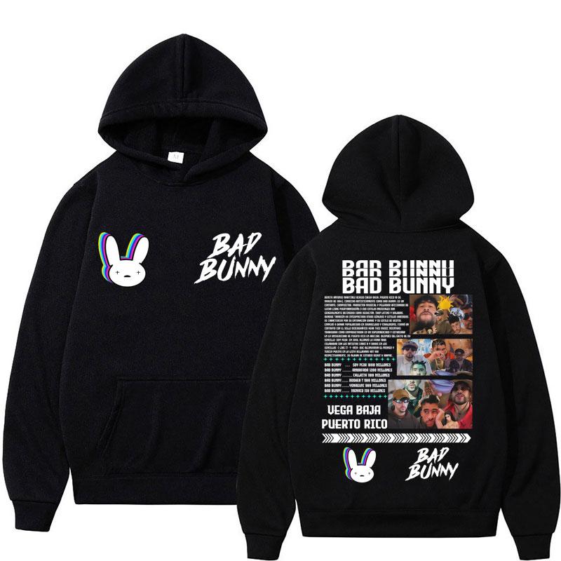 Худи с принтом альбома рэпера Bad Bunny для мужчин и женщин, модная толстовка с капюшоном, флисовая, оверсайз, повседневная, спортивный костюм, подарки для фанатов