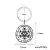Брелок для ключей Metatron's Cube для женщин и мужчин из нержавеющей стали, сакральная геометрия, гексаграмма, круглый духовный брелок, амулет, ювелирные изделия