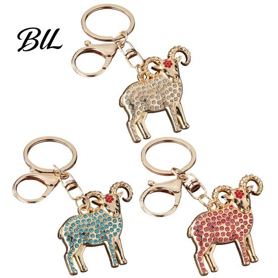 Key Chain Accessory Golden Plated Rhinestone Goat Keychain, Animal Shaped Keychain Metal Keyring Pendant, Handbags Backpack Decorative Accessories