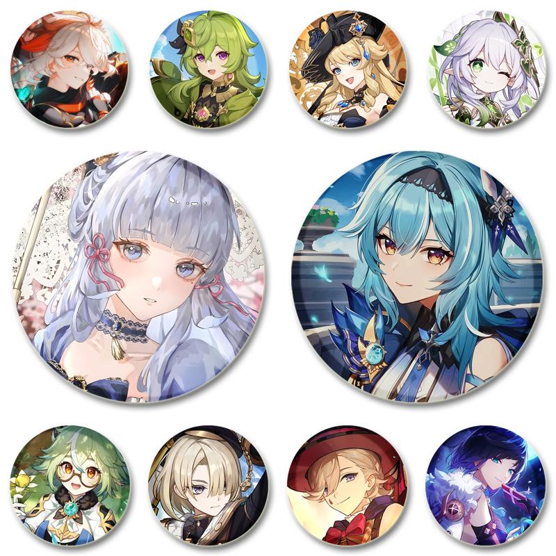 32/44/58mm Genshin Impact Game Badge Cute Cosplay Brooches Handmade Tinplate Lapel Pins for Clothes Backpack Jewelry Hat Accessory