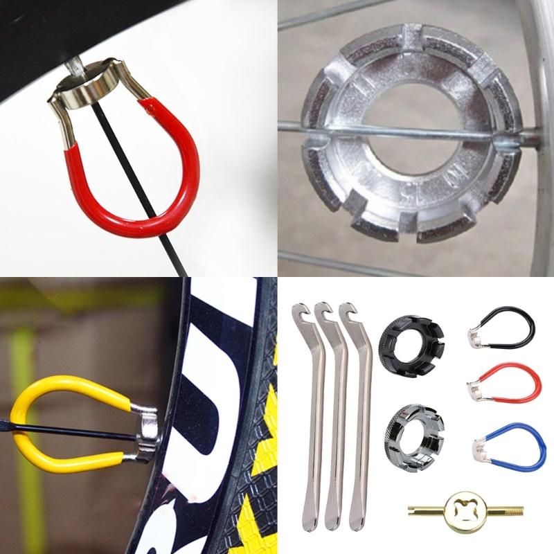 Набор инструментов для регулировки спиц велосипеда, ключ для спиц, рычаг для снятия шин, натяжитель спиц, ремонтный инструмент, карманный велосипедный инструмент, прочный
