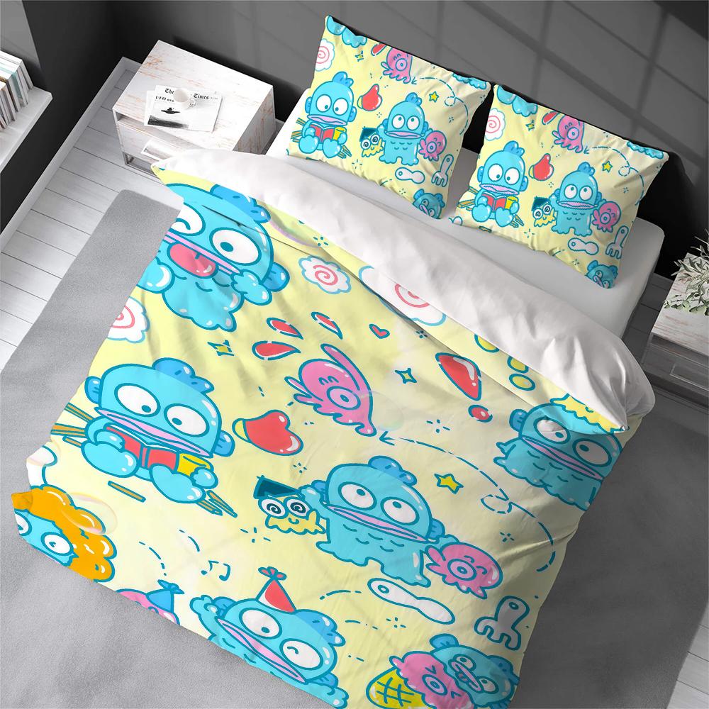 Cute H-HangyodonS Duvet Cover Set Home Style Bedding Soft Laundry Cotton Bed 3 Piece Set Student Dormitory Gift