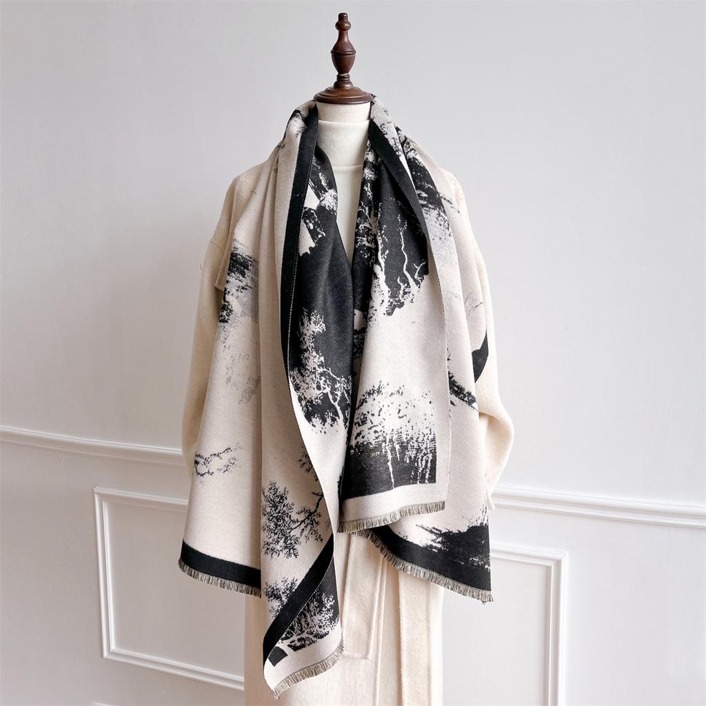 Зимний теплый кашемировый шарф для женщин, роскошный принт, пашминовая шаль, шейный платок, женская повязка на голову Bufanda Echarpe Design