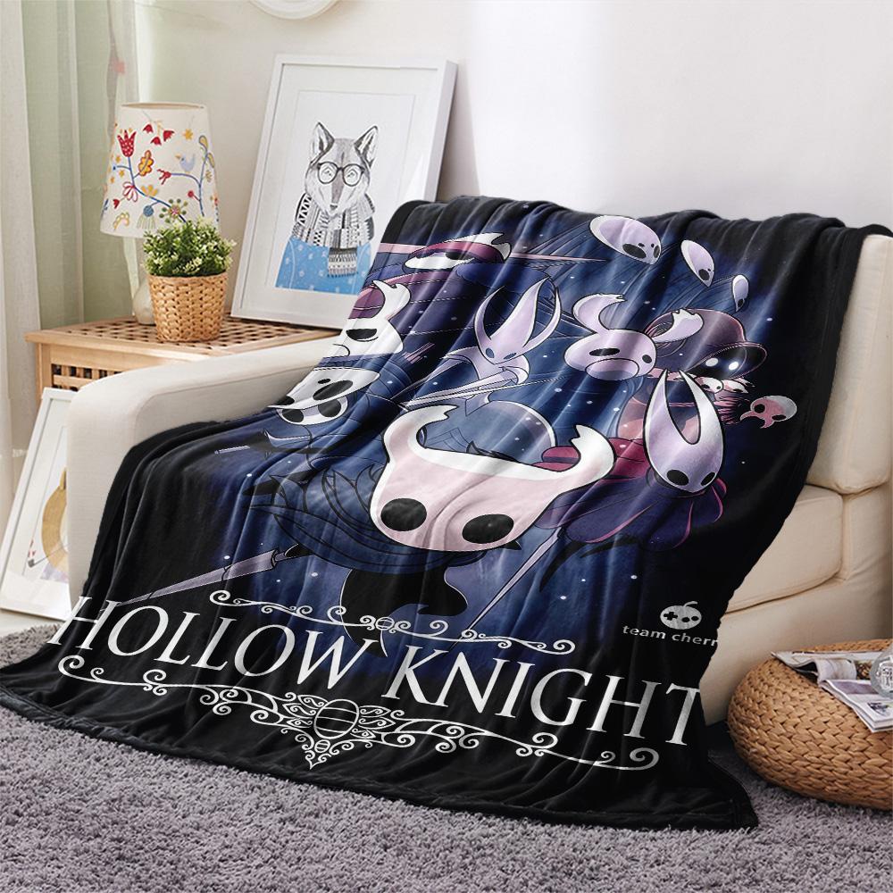 1 шт. Фланелевое одеяло с принтом Hollow Knight, Высококачественное, Удобное для всех сезонов, Декор для дома, Тепло и уют, Идеально подходит для рождественских подарков
