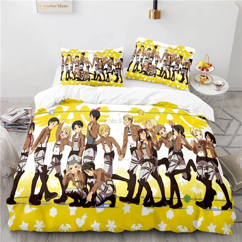 Japan Attack On Titan 3d Duvet Cover Sets Printed Bedding Set Pillowcase Twin Full Queen King Size Linen Bedclothes Dropshipping