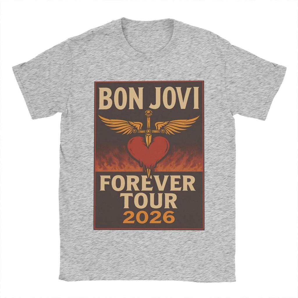 Harajuku T Shirt Summer Bon Jovi Keep The Faith World Tour Cotton Tshirt for Unisex Women Awesome Wholesale Short Sleeve Tees