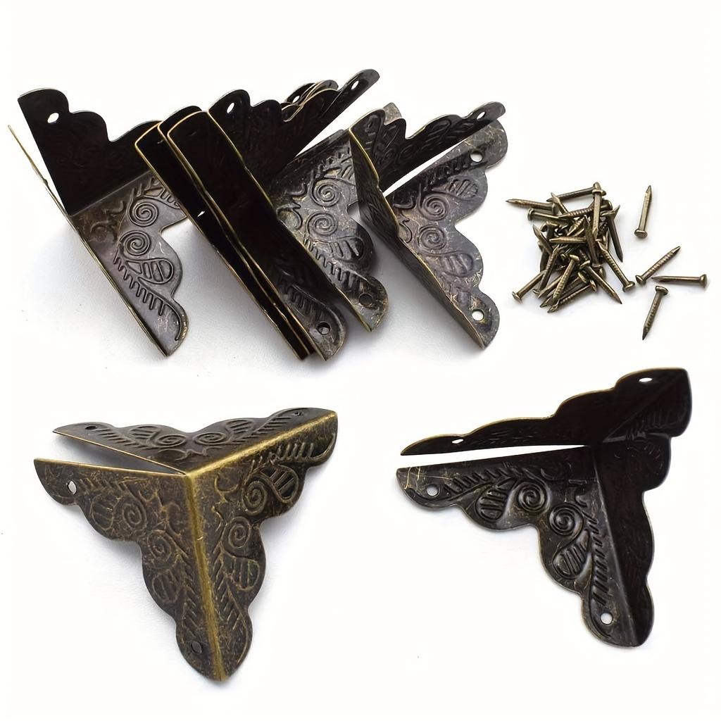 13 шт. антикварных защелок для шкатулок с петлями и защитными уголками в ассортименте, ретро-бронзовая защелка в форме бабочки