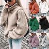Turtleneck Oversized Sweater Winter Fall Solid Outerwear Knitwear Pullover Balloon Long Sleeve for Ladies Women