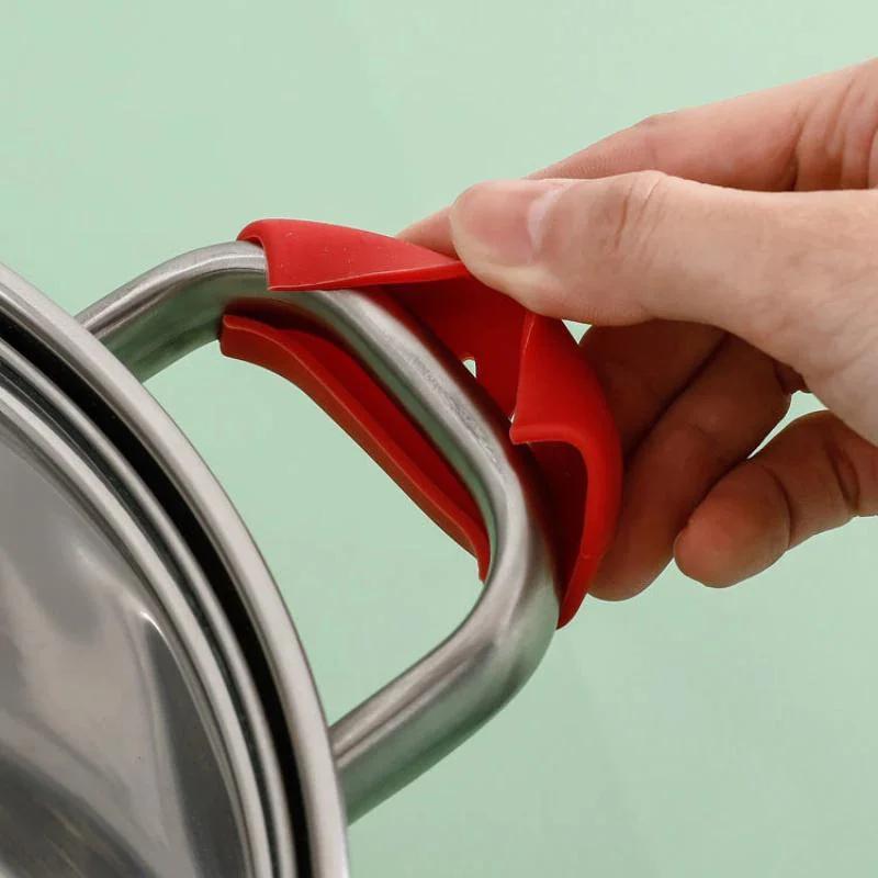 Silicone Pan Handle Cover Heat Insulation Covers Pot Ear Clip Steamer Casserole Pan Handle Holder Non-slip Kitchen Tools