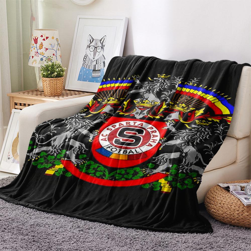 1Pc AC Sparta Praha Print Flannel Blanket, High quality Comfortable for All Seasons, Home Decor, Warmth and Comfort, Perfect for Christmas Gifts