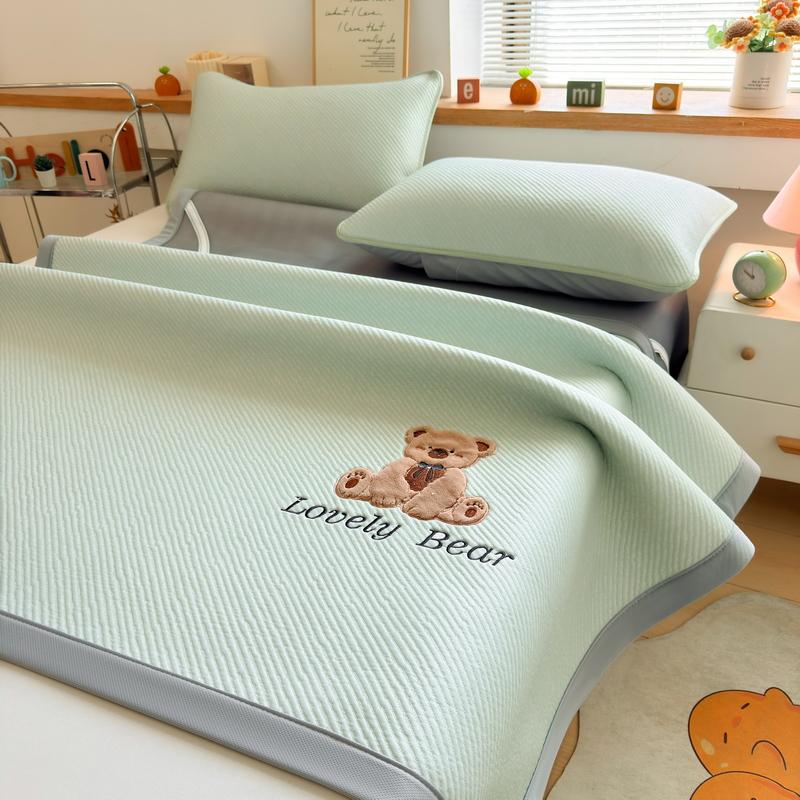 Three piece set of embroidered A-class bean mat, PE polyester double jacquard bean mat, student dormitory mat
