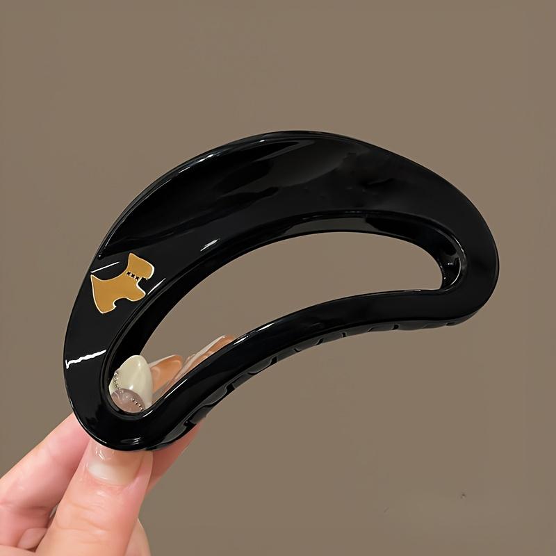 1 шт. Модный французский милый темперамент акриловый большой зажим-акула, полый овальный зажим для волос для женщин, универсальный аксессуар для волос для повседневной носки