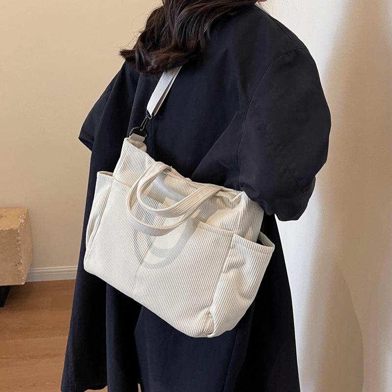 Женская вельветовая сумка-тоут большой вместимости - Универсальная сумка через плечо, на плечо, ручная сумка для поездок на работу и повседневного использования