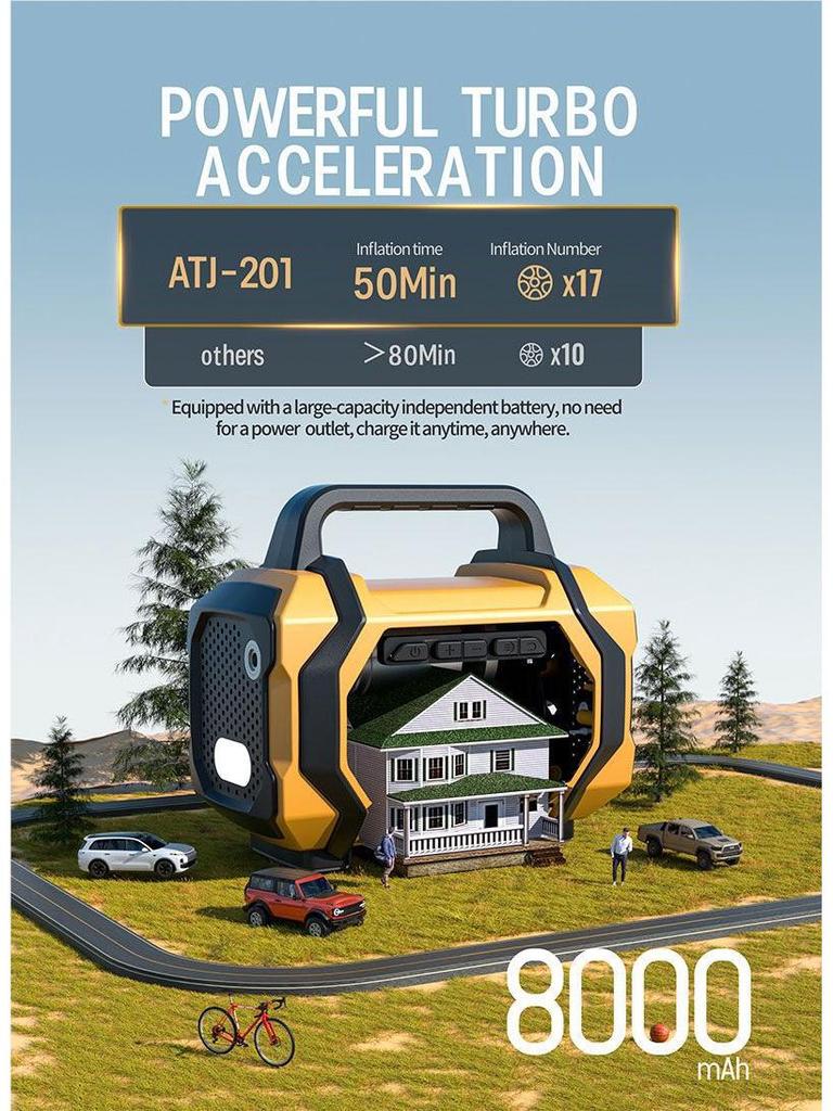 Автомобильный аварийный источник питания и насос для шин с манометром – Универсальное пусковое устройство большой емкости для автомобиля