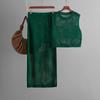 Slim-fit Hollow Sleeveless Vest Set, Summer New Knitted Slit Skirt Two-piece Set