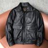 Classic Hong Kong Style Bomber Jacket Genuine Leather Mens Short Coat Casual Loose Fit Big Size Outerwear