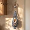 Kitchen Countertop Space Saver Handwoven Cotton Rope Storage Mesh Bag, Wall-Mounted Bohemian Style Organizer, Vertical for Garlic And Ginger