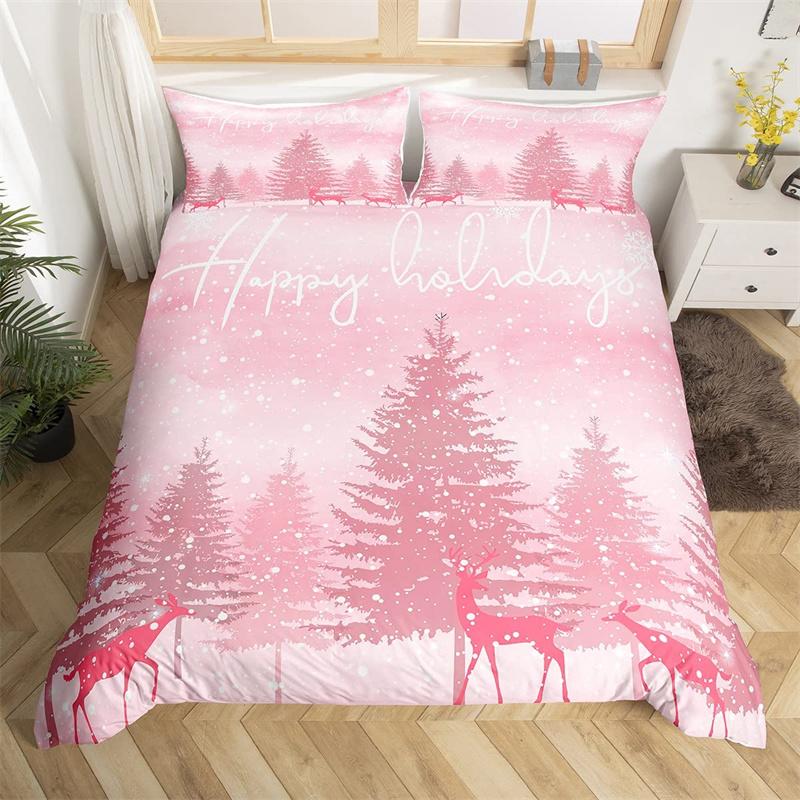Комплект постельного белья «Веселая рождественская елка» Красный комплект пододеяльника Рождественская снежинка с блестками Покрывало Микрофибра Полуторный Кинг Покрывало