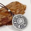 Retro Six Characters Buddhist Heart Sutra Necklace For Women Jewelry Exquisite Carving Flower Round Buckle Pendant Men Amulet