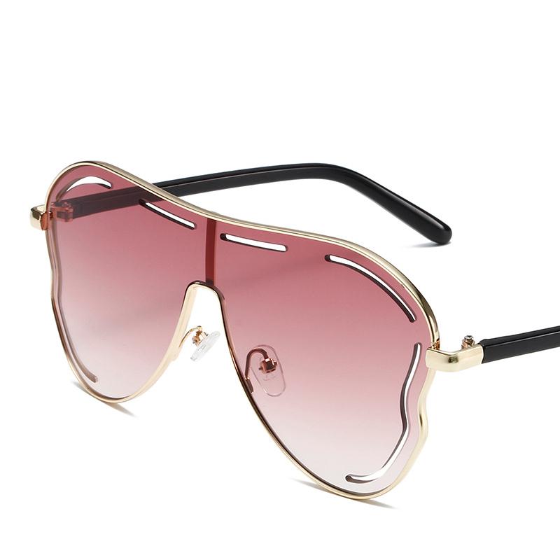 Oversized Hollow One-Piece Sunglasses Women Big Frame 2025 Luxury Brand Special-Shaped Sun Glasses For Ladies Eyewear Shades