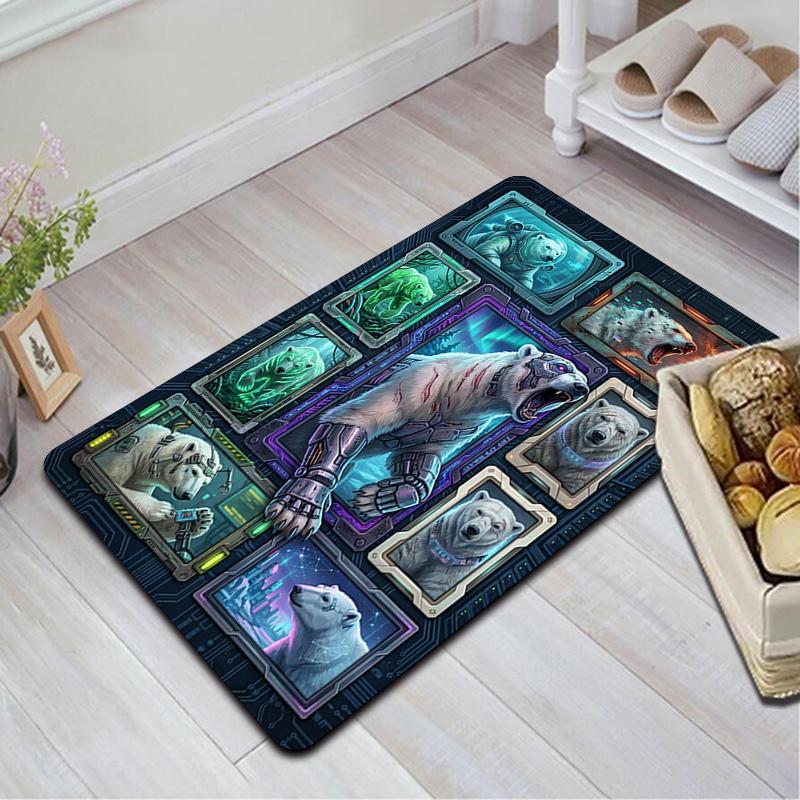 Cybernetic Polar Bears Pattern Rug Floor Mat for Living Room or Bedroom Soft and Comfortable Carpet a Gift for Birthday and Holiday.