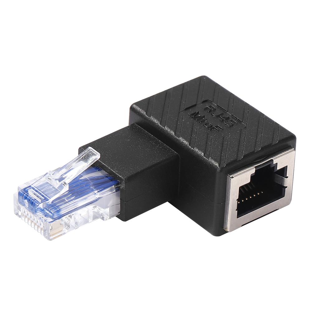 RJ45 Male To Female Converter 90 Degree Extension Adapter LAN Ethernet Connector