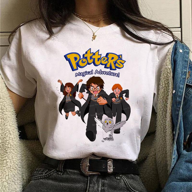 New Women Tshirt Comics Design Feather Print Oversized T Shirt Harajuku Kawaii Clothes Female Short Sleeve Unisex Top Tees